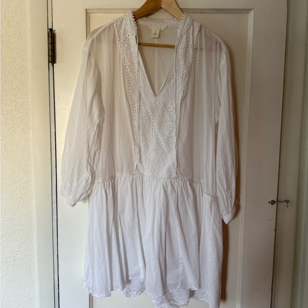 white drop waist dress